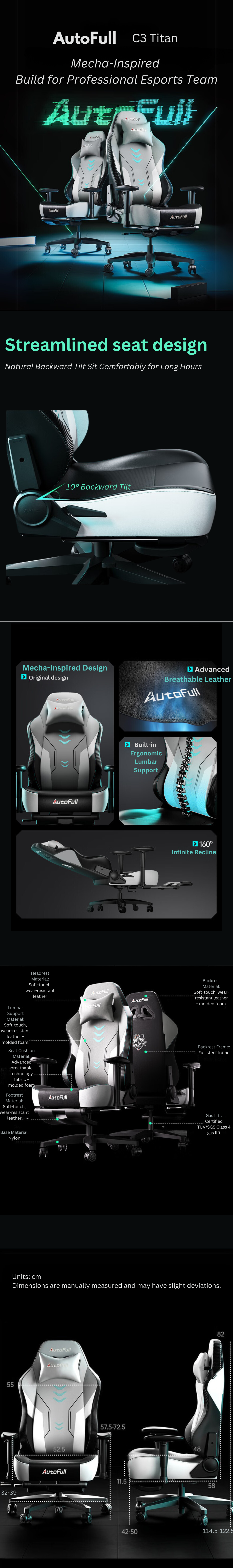 AutoFull C3 Titan Gaming Chair - Detail Image
